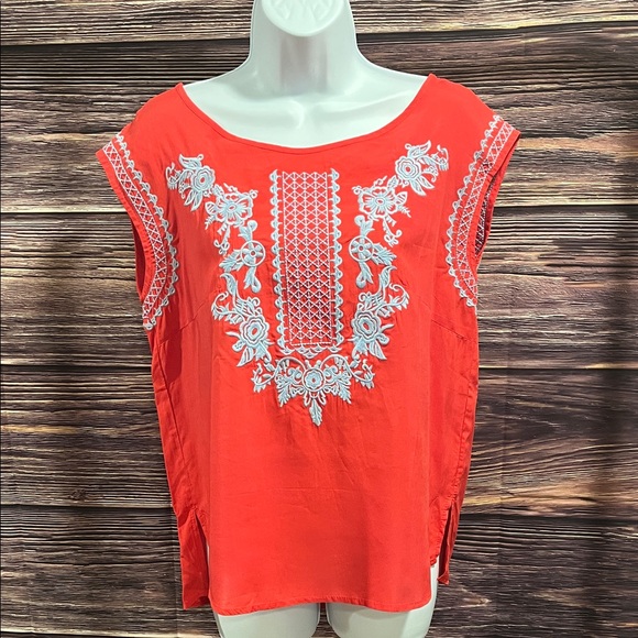 E2 Clothing Tops - E2 Clothing Embroidered Orange Women's Top